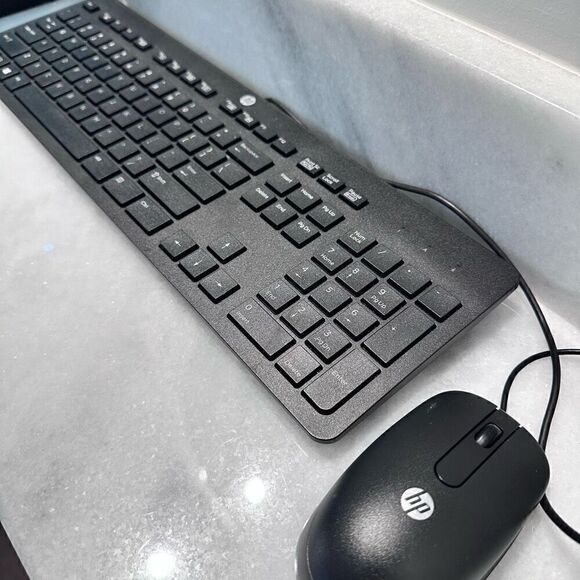 HP USB Slim Style Enhanced Keyboard with Optical Wired Mouse Bundled Black - Picture 2 of 5
